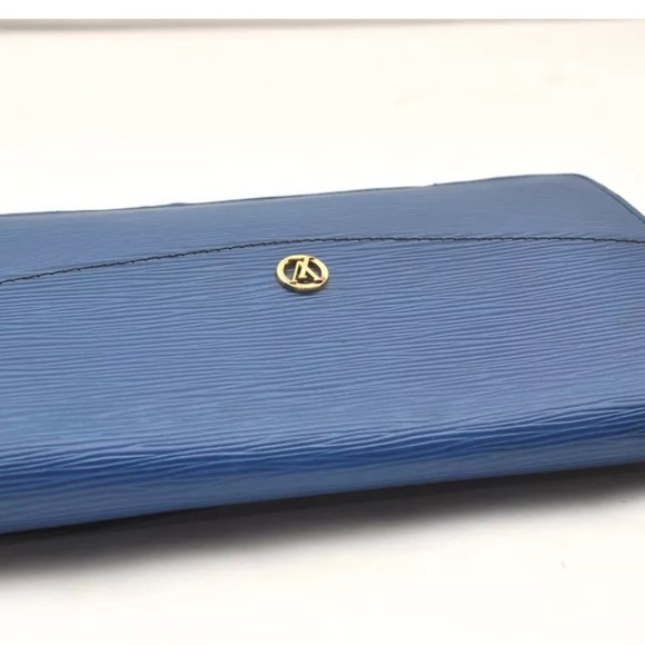 Authentic Louis Vuitton Epi Montaigne 27 Clutch Hand Bag Blue - Picture 7 of 14